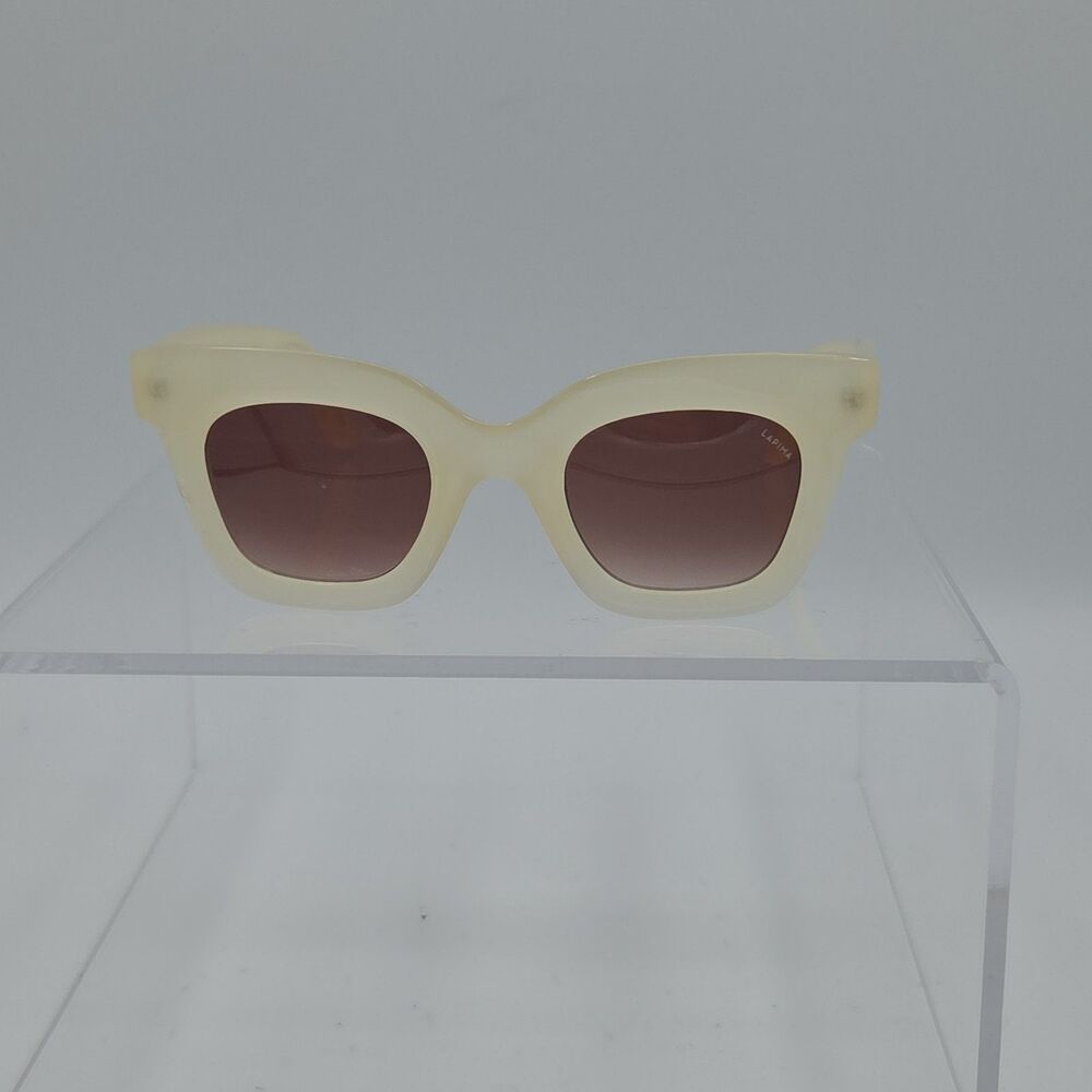 LAPIMA Lisa Sunglasses Natural White Vintage Cream Acetate Chunky Cat Eye Square